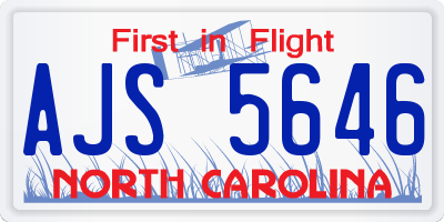 NC license plate AJS5646