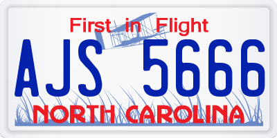 NC license plate AJS5666