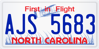 NC license plate AJS5683
