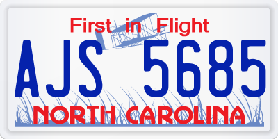 NC license plate AJS5685
