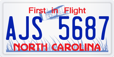 NC license plate AJS5687