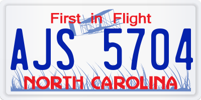 NC license plate AJS5704