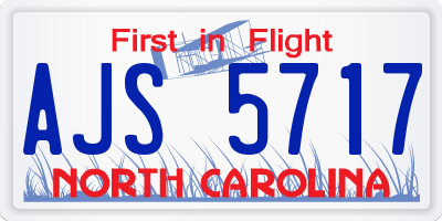 NC license plate AJS5717