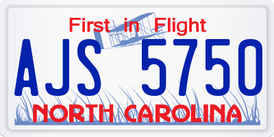 NC license plate AJS5750