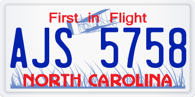 NC license plate AJS5758