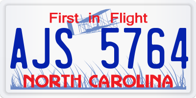 NC license plate AJS5764