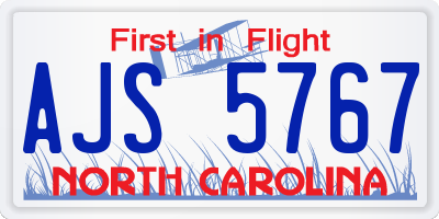NC license plate AJS5767
