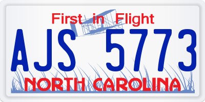 NC license plate AJS5773