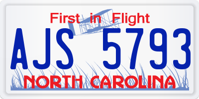 NC license plate AJS5793