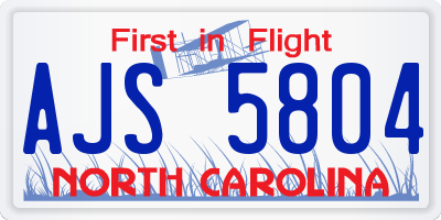 NC license plate AJS5804