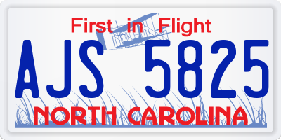 NC license plate AJS5825