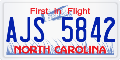 NC license plate AJS5842