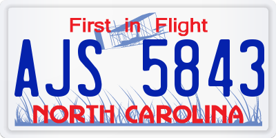 NC license plate AJS5843