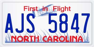 NC license plate AJS5847