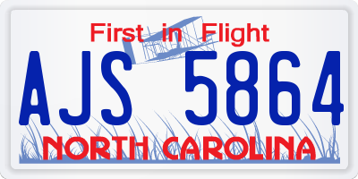 NC license plate AJS5864