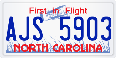 NC license plate AJS5903