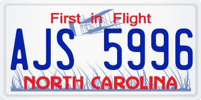NC license plate AJS5996