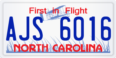 NC license plate AJS6016