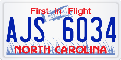 NC license plate AJS6034