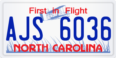 NC license plate AJS6036