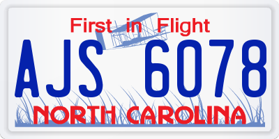 NC license plate AJS6078