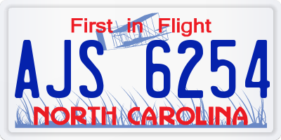 NC license plate AJS6254