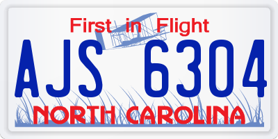 NC license plate AJS6304