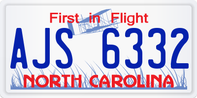 NC license plate AJS6332