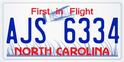 NC license plate AJS6334