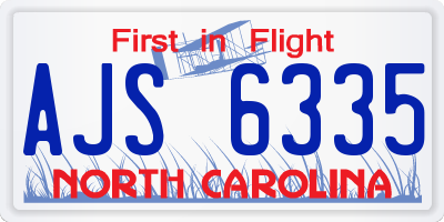 NC license plate AJS6335