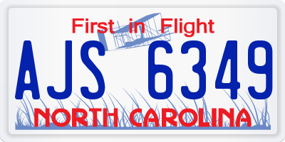 NC license plate AJS6349