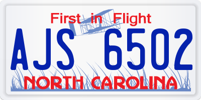 NC license plate AJS6502