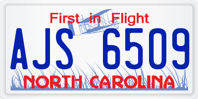 NC license plate AJS6509