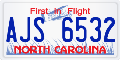 NC license plate AJS6532