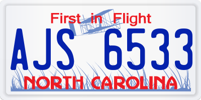 NC license plate AJS6533