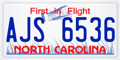 NC license plate AJS6536