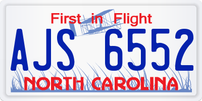 NC license plate AJS6552