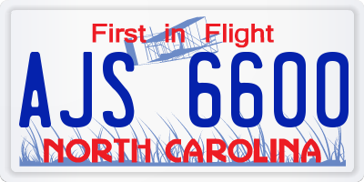 NC license plate AJS6600