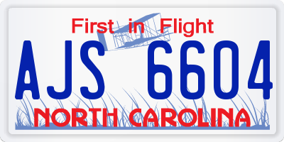 NC license plate AJS6604
