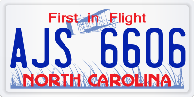 NC license plate AJS6606