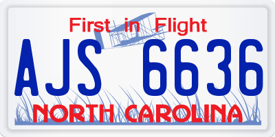 NC license plate AJS6636