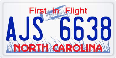 NC license plate AJS6638