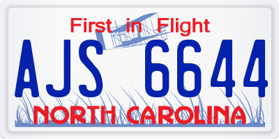 NC license plate AJS6644