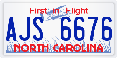 NC license plate AJS6676