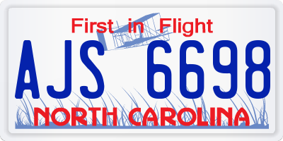 NC license plate AJS6698