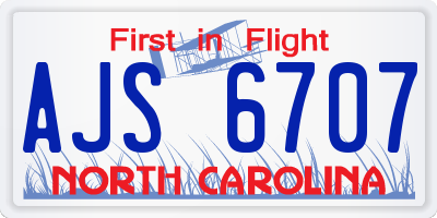NC license plate AJS6707