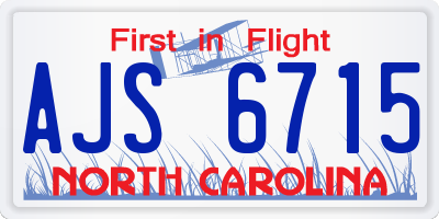NC license plate AJS6715