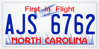 NC license plate AJS6762