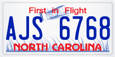 NC license plate AJS6768