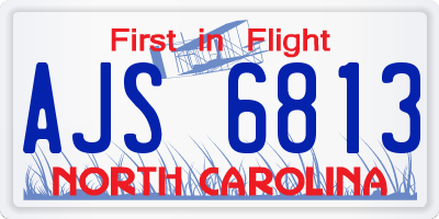 NC license plate AJS6813